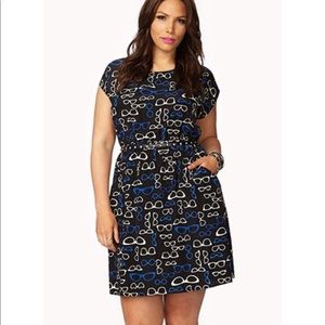 Retro eyeglasses print dress